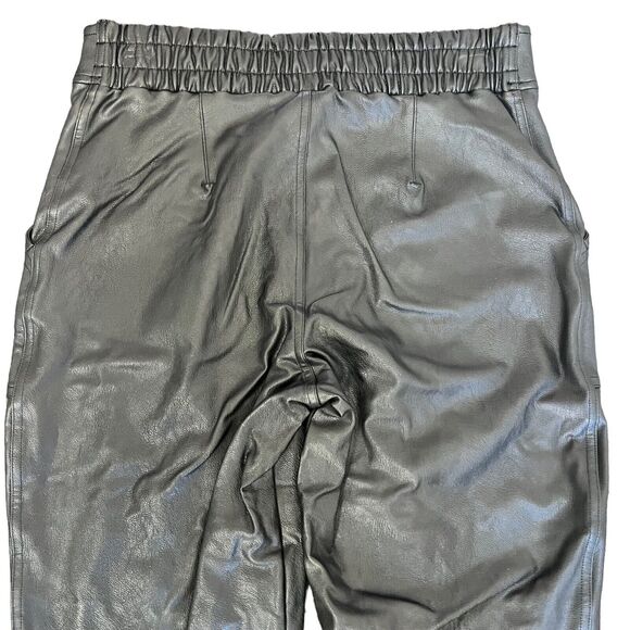Spanx Black Faux Leather Like Joggers Pants M Elastic Waist High Waist - Picture 14 of 16